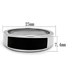 Load image into Gallery viewer, Mens Ring Silver and Black Stainless Steel Ring with Epoxy in Jet - Jewelry Store by Erik Rayo
