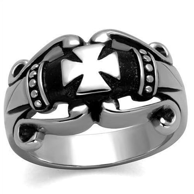 Mens Ring Silver Black Cross Stainless Steel Ring - Jewelry Store by Erik Rayo