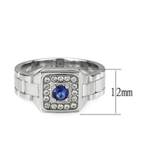 Load image into Gallery viewer, Mens Ring Silver BlueStainless Steel Ring with Synthetic Sapphire in Montana - Jewelry Store by Erik Rayo
