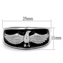 Load image into Gallery viewer, Mens Ring Silver Eagle Stainless Steel Ring with Epoxy in Jet - Jewelry Store by Erik Rayo
