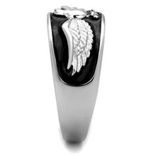 Load image into Gallery viewer, Mens Ring Silver Eagle Stainless Steel Ring with Epoxy in Jet - Jewelry Store by Erik Rayo
