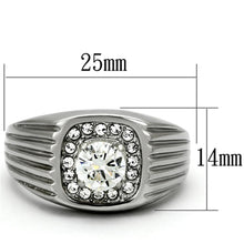 Load image into Gallery viewer, Mens Ring Silver Round Cut Stainless Steel Ring with AAA Grade CZ in Clear - Jewelry Store by Erik Rayo
