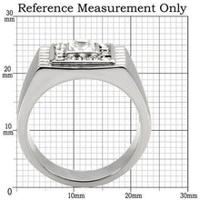 Load image into Gallery viewer, Mens Ring Silver Squared Princess Cut Stainless Steel Ring with Top Grade Crystal in Clear - ErikRayo.com
