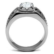 Load image into Gallery viewer, Mens Ring Silver Stainless Steel Ring with AAA Grade CZ in Clear - Jewelry Store by Erik Rayo
