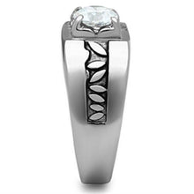 Load image into Gallery viewer, Mens Ring Silver Stainless Steel Ring with AAA Grade CZ in Clear - Jewelry Store by Erik Rayo
