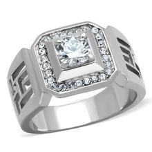 Load image into Gallery viewer, Mens Ring Stainless Steel Squared with AAA Grade CZ in Clear - Jewelry Store by Erik Rayo
