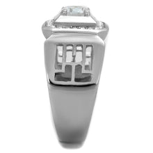 Load image into Gallery viewer, Mens Ring Stainless Steel Squared with AAA Grade CZ in Clear - Jewelry Store by Erik Rayo
