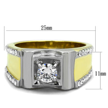 Load image into Gallery viewer, Mens Ring Two Tone Gold Silver Stainless Steel Ring with AAA Grade CZ in Clear - Jewelry Store by Erik Rayo
