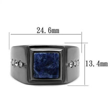 Load image into Gallery viewer, Mens Rings Square Blue Black Stainless Steel - Jewelry Store by Erik Rayo
