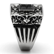 Load image into Gallery viewer, Mens Rings Squared Black Onyx Fancy Stainless Steel Ring with Top Grade Crystal in Clear - ErikRayo.com
