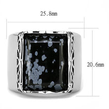 Load image into Gallery viewer, Mens Silver Rings Semi-Precious Snowflake Obsidian Stainless Steel Anillo Compromiso Regalo Para Hombre Acero Inoxidable - Jewelry Store by Erik Rayo
