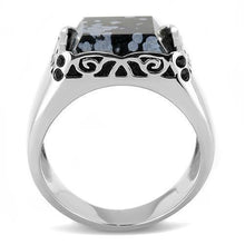 Load image into Gallery viewer, Mens Silver Rings Semi-Precious Snowflake Obsidian Stainless Steel Anillo Compromiso Regalo Para Hombre Acero Inoxidable - Jewelry Store by Erik Rayo
