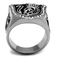 Load image into Gallery viewer, Mens Skull Rings Squared Black Fancy Stainless Steel Ring with Top Grade Crystal in Clear - ErikRayo.com
