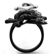 Load image into Gallery viewer, Mens Womens Black Skull Ring with Sword Anillo Para Mujer Hombre y Ninos Kids Stainless Steel Ring with Top Grade Crystal in Black Diamond - ErikRayo.com
