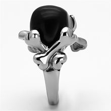 Load image into Gallery viewer, Mens Womens Black Skull Silver Ring in Hands Anillo Para Mujer Hombre y Ninos Kids 316L Stainless Steel Ring with Epoxy in Jet - ErikRayo.com
