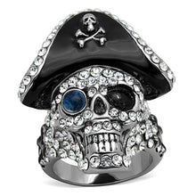 Load image into Gallery viewer, Mens Womens Pirate Ring Anillo Para Hombre Mujer y Ninos Kids Unisex 316L Stainless Steel Ring with Glass in Montana Feltre - Jewelry Store by Erik Rayo
