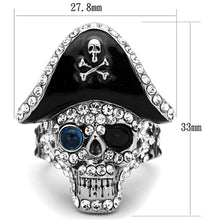 Load image into Gallery viewer, Mens Womens Pirate Ring Anillo Para Hombre y Mujer y Ninos Kids Unisex Stainless Steel Ring with Glass in Montana Feltre - Jewelry Store by Erik Rayo
