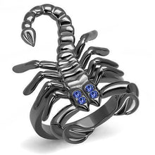 Load image into Gallery viewer, Mens Womens Scorpion Ring Anillo Para Hombre Mujer y Ninos Unisex 316L Stainless Steel Ring with Top Grade Crystal in Sapphire Aamanda - Jewelry Store by Erik Rayo
