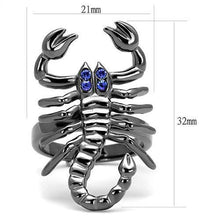Load image into Gallery viewer, Mens Womens Scorpion Ring Anillo Para Hombre y Mujer y Ninos Unisex Stainless Steel Ring with Top Grade Crystal in Sapphire Aamanda - Jewelry Store by Erik Rayo

