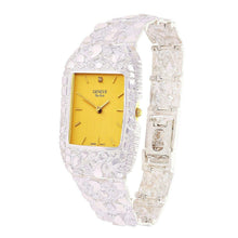 Load image into Gallery viewer, Mens Wrist Watch 925 Sterling Silver Nugget Geneve Diamond Watch 7-7.5&quot; - ErikRayo.com
