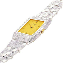 Load image into Gallery viewer, Mens Wrist Watch 925 Sterling Silver Nugget Geneve Diamond Watch 7-7.5&quot; - ErikRayo.com
