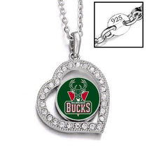 Load image into Gallery viewer, Milwaukee Bucks Womens Silver Link Chain Necklace With Pendant D19 - Jewelry Store by Erik Rayo
