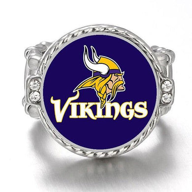 Minnesota Vikings Ring Adjustable Jewelry Silver Plated Mens Womens Chain Football NFL Team - One Size Fits All - ErikRayo.com