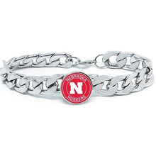 Load image into Gallery viewer, Nebraska Cornhusker Bracelet Silver Stainless Steel Mens and Womens Curb Link Chain Football Gift - ErikRayo.com

