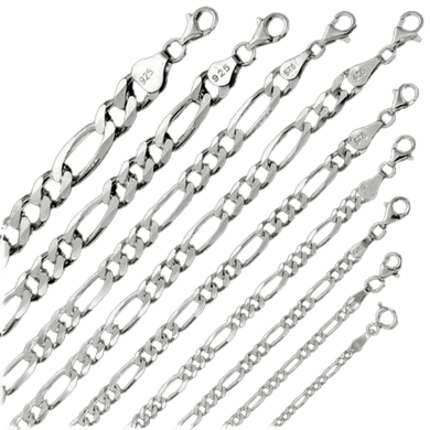 Necklace for Men Women Kids Children 925 Sterling Silver Chain Plata Figaro Italian - ErikRayo.com