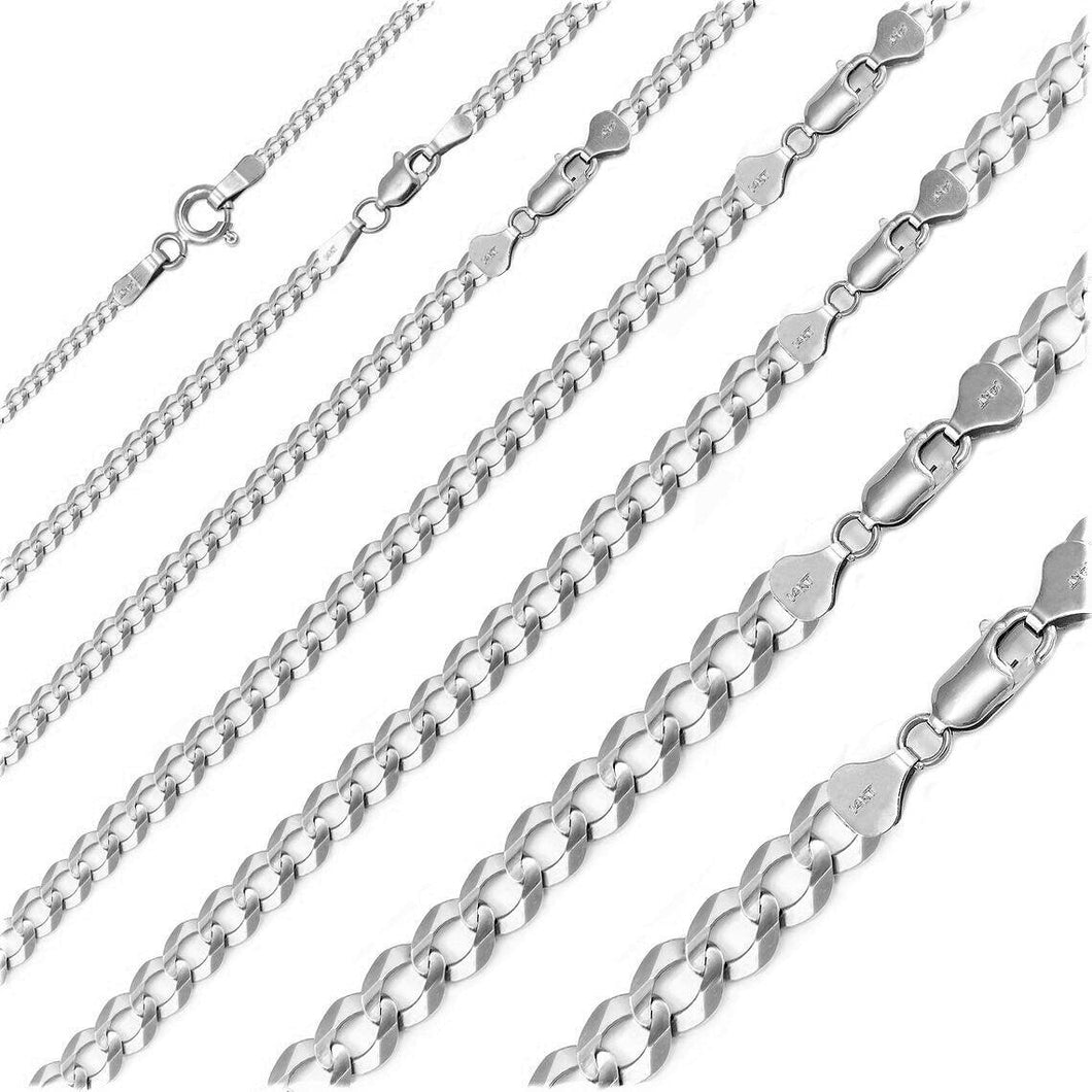 Necklace for Men Women Kids Cuban Curb Miami 925 Sterling Silver Chain Plata - ErikRayo.com