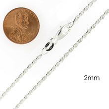 Load image into Gallery viewer, Necklace for Men Women Kids Real Solid 925 Sterling Silver Chain Plata Diamond Cut Rope - Jewelry Store by Erik Rayo
