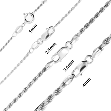 Load image into Gallery viewer, Necklace for Men Women Kids Real Solid 925 Sterling Silver Chain Plata Diamond Cut Rope - ErikRayo.com
