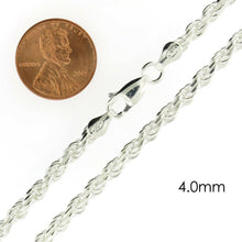 Load image into Gallery viewer, Necklace for Men Women Kids Real Solid 925 Sterling Silver Chain Plata Diamond Cut Rope - ErikRayo.com

