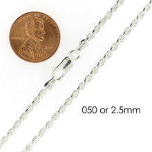 Load image into Gallery viewer, Necklaces for Men Women Kids Real Solid 925 Sterling Silver Chain Plata Diamond Cut Rope - ErikRayo.com
