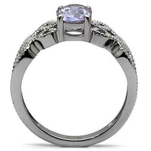 Load image into Gallery viewer, Oval Cut Purple Lavender Stainless Steel Solitaire Amethyst AAA CZ Ring - ErikRayo.com
