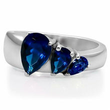 Load image into Gallery viewer, Pear Blue Sapphire CZ Stainless Steel Ring Anillo Para Mujer - Jewelry Store by Erik Rayo
