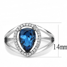 Load image into Gallery viewer, Pear Cut Blue Sapphire Cz Stainless Steel Engagement Cocktail Halo Ring Anillo Para Mujer - Jewelry Store by Erik Rayo
