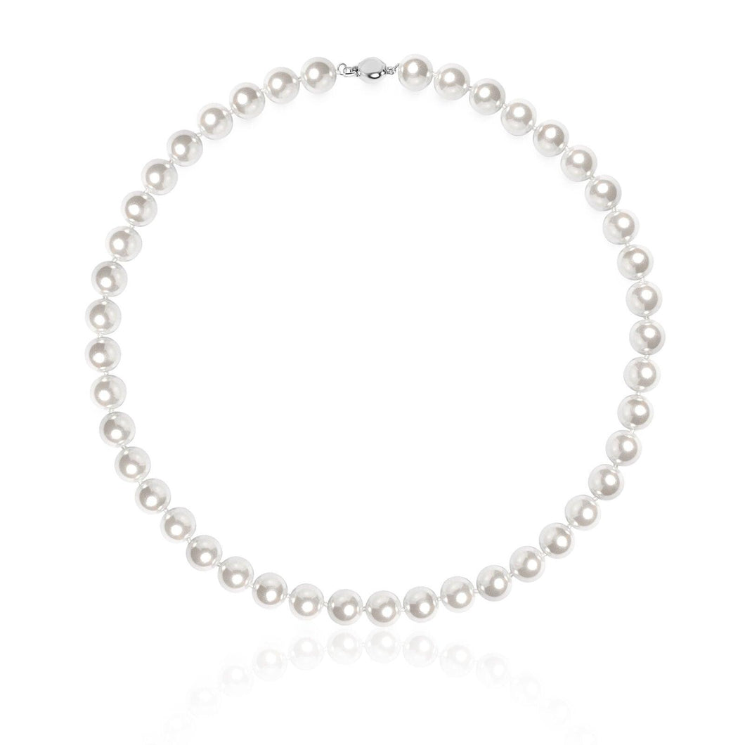 Pearl Necklace For Women Cream White 10mm Simulated Faux Pearl Hand Knotted 18 Inch - Jewelry Store by Erik Rayo