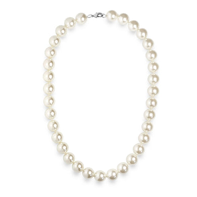 Pearl Necklace For Women Cream White 14mm Simulated Faux Pearl Hand Knotted 20 Inch - Jewelry Store by Erik Rayo