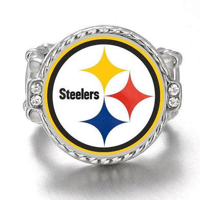 Pittsburgh Steelers Ring Adjustable Jewelry Silver Plated Mens Womens Chain Football NFL Team - One Size Fits All - ErikRayo.com