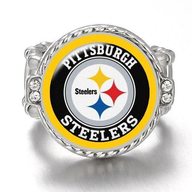 Pittsburgh Steelers Ring Adjustable Jewelry Silver Plated Mens Womens Chain Football NFL Team - One Size Fits All - ErikRayo.com