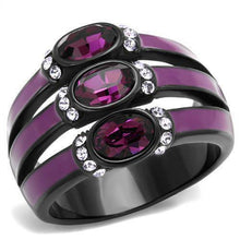 Load image into Gallery viewer, Purple and Black Stainless Steel Tri Band Ring Anillo Para Mujer - Jewelry Store by Erik Rayo
