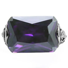 Load image into Gallery viewer, Purple Emerald Cut Rectangle Amethyst Purple cz Stainless Steel Solitaire Ring - Jewelry Store by Erik Rayo
