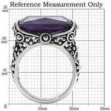 Load image into Gallery viewer, Purple Emerald Cut Rectangle Amethyst Purple cz Stainless Steel Solitaire Ring - Jewelry Store by Erik Rayo
