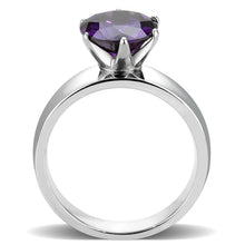 Load image into Gallery viewer, Purple Silver Womens Ring Solitaire 316L Stainless Steel Zircoin Anillo Morado Purpura y Plata Para Mujer Solitario Acero Inoxidable - Jewelry Store by Erik Rayo
