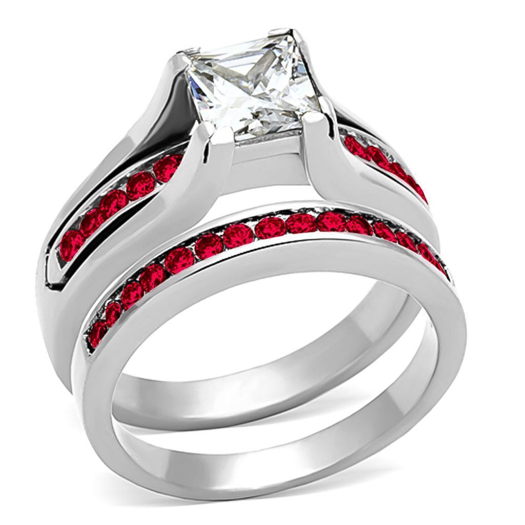 Red Womens Ring Silver 316L Stainless Steel Anillo Rojo Plata Para Mujer Acero Inoxidable - Jewelry Store by Erik Rayo