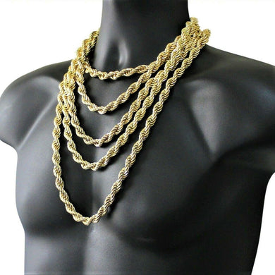Rope Chain Necklace for Men Women and Kids Stainless Steel in Gold - ErikRayo.com