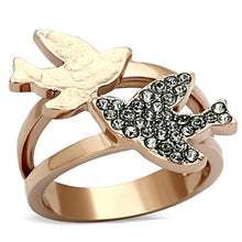 Load image into Gallery viewer, Rose Gold Birds Ring Anillo Para Hombre Mujer y Ninos Unisex Kids with Top Grade Crystal in Black Diamond - Jewelry Store by Erik Rayo

