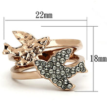 Load image into Gallery viewer, Rose Gold Birds Ring Anillo Para Hombre Mujer y Ninos Unisex Kids with Top Grade Crystal in Black Diamond - ErikRayo.com
