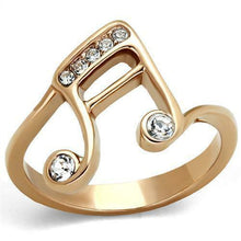 Load image into Gallery viewer, Rose Gold EP Stainless Steel Pink Crystal Musical Music Note Fashion Ring Anillo Para Mujer - ErikRayo.com
